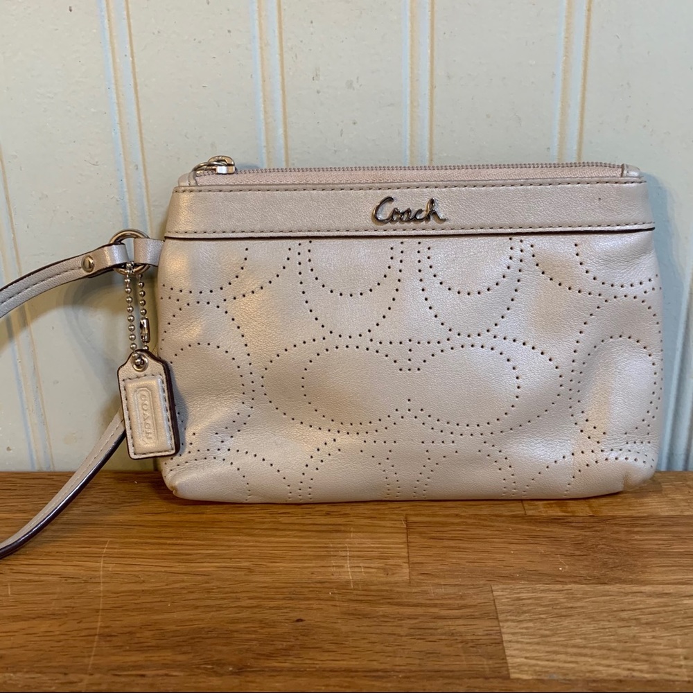 Coach Perforated Leather Wristlet
